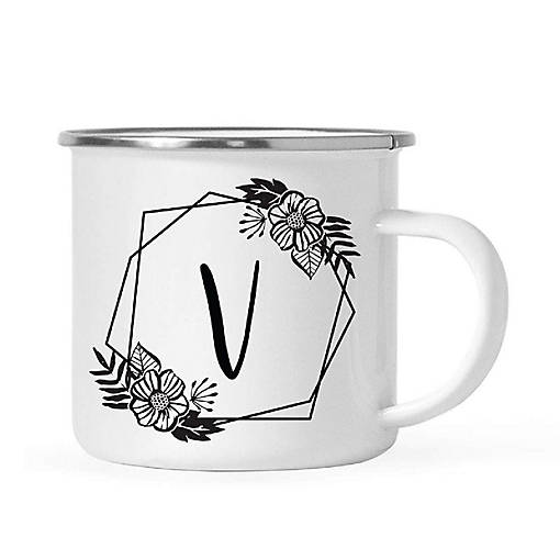 Floral Monogram V 11oz Campfire Mug