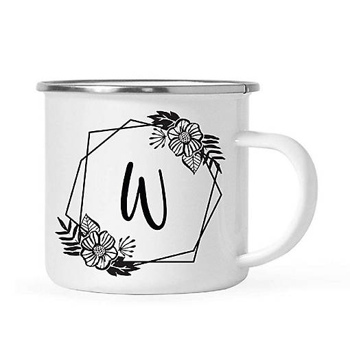 Floral Monogram W 11oz Campfire Mug