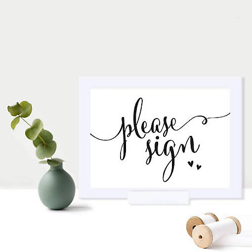 Formal Black White Please Sign 5x7