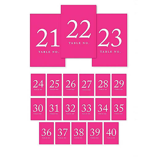Fuchsia Perforated Table Numbers 21 40