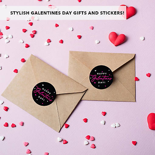 Fuchsia White Hearts Galentines Stickers