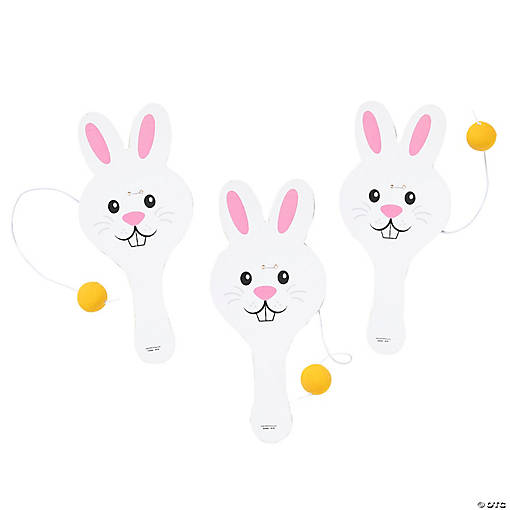 Fun Bunny Paddleball Games for Easter - 12 Pc. Set