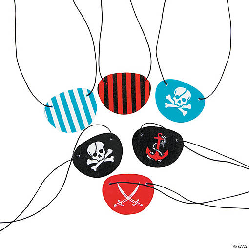 Fun Pattern Pirate Eye Patches- 12 Pc.