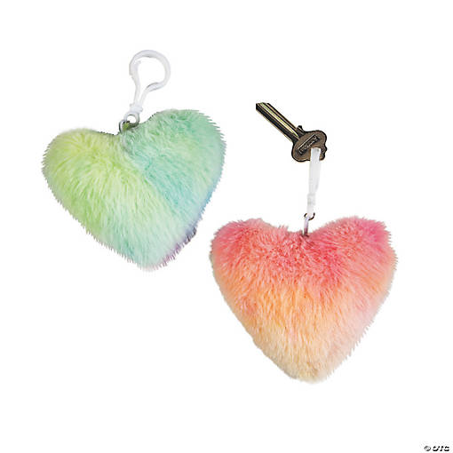 Fuzzy Heart Keychains - 12 Pc.
