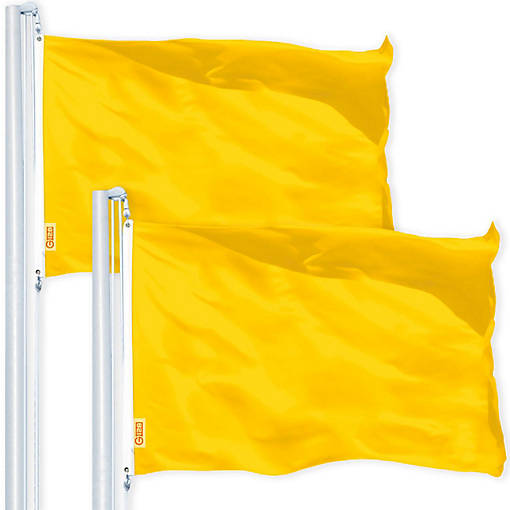 G128 2X3Ft 2Pk Solid Golden Yellow Printed 150D Polyester Flag