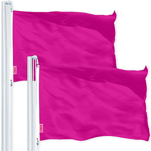 G128 2X3Ft 2Pk Solid Pink Printed 150D Polyester Flag