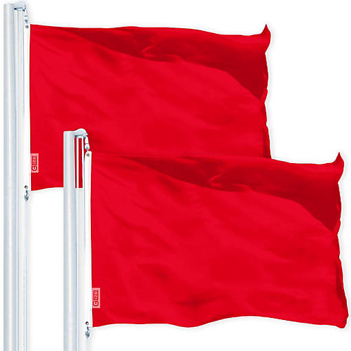G128 2X3Ft 2Pk Solid Red Printed 150D Polyester Flag