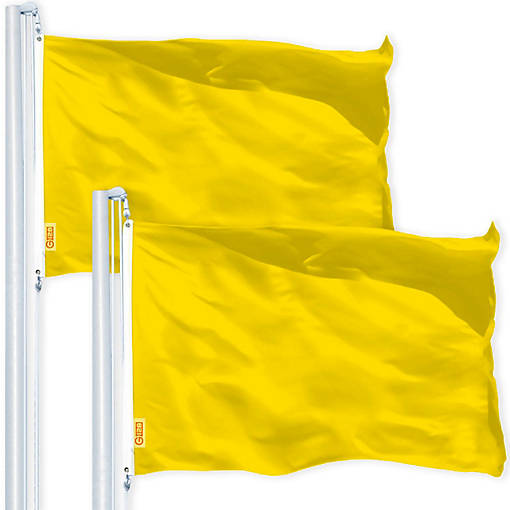 G128 2x3ft 2PK Solid Yellow Printed 150D Polyester Flag