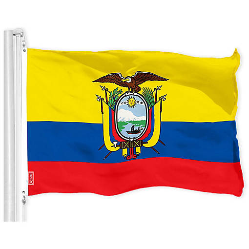 G128 3x5 Ft Printed 150D Polyester Ecuador Flag