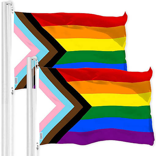 G128 3X5Ft 2Pk Lgbt Progress 150D Polyester Flag
