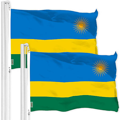 G128 3x5ft 2PK Rwanda 150D Polyester Flag