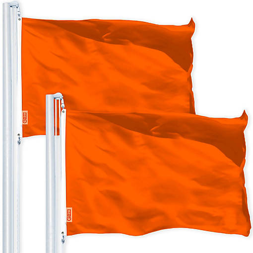 G128 4x6ft 2PK Solid Orange Printed 150D Polyester Brass Grommets Flag