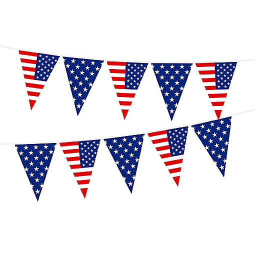 G128 7X8 In Flags On 9.8 Ft String, Printed Usa Pennant String Flag