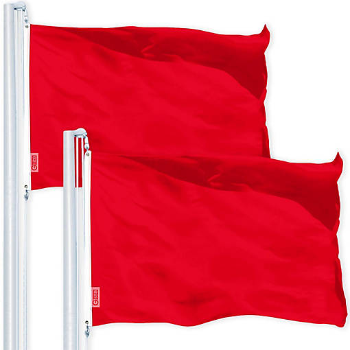 G128 - Solid Red Color Flag 3x5FT 2 Pack Printed 150D Polyester