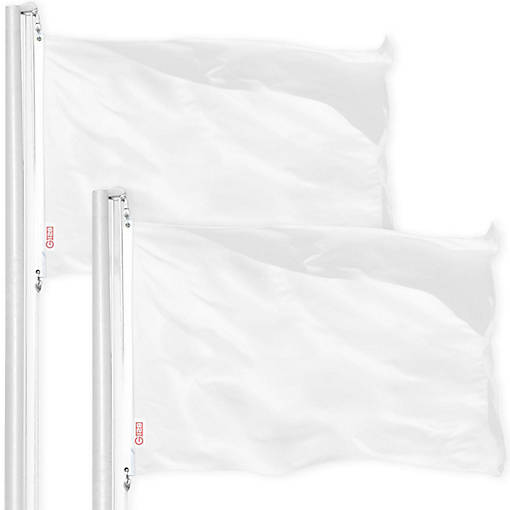G128 - Solid White Color Flag 3x5FT 2 Pack Printed 150D Polyester