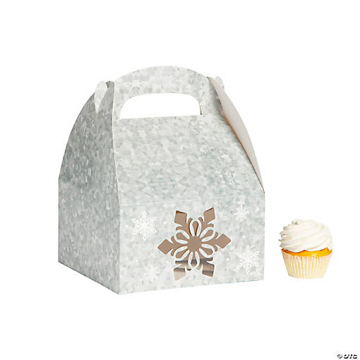 Galvanized Silver Snowflake Treat Boxes - 6 Pc.
