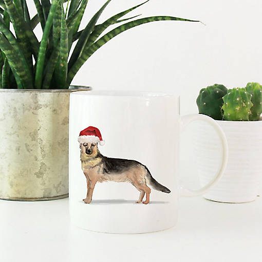 German Shepherd Santa Hat Ceramic Mug
