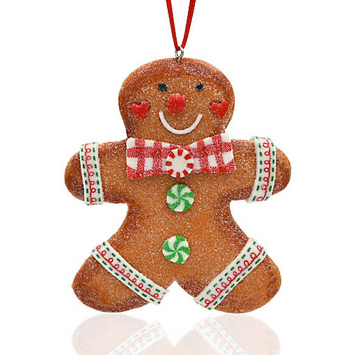 Glitter Gingerbread Boy Christmas Ornament