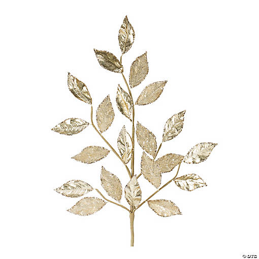 Glittered Leaf Spray (Set Of 2) 29"H Polyester