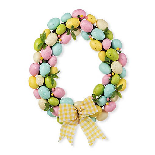 Glitzhome 18"D Easter Egg Shaped Eggs Wreath