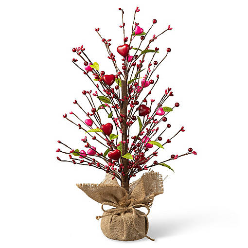 Glitzhome 20"H Valentine's Berry Heart Table Tree