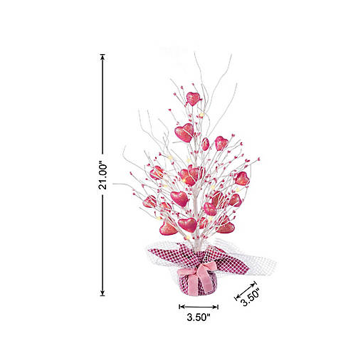 Glitzhome 21"H Lighted Valentine's Pink Heart Table Tree