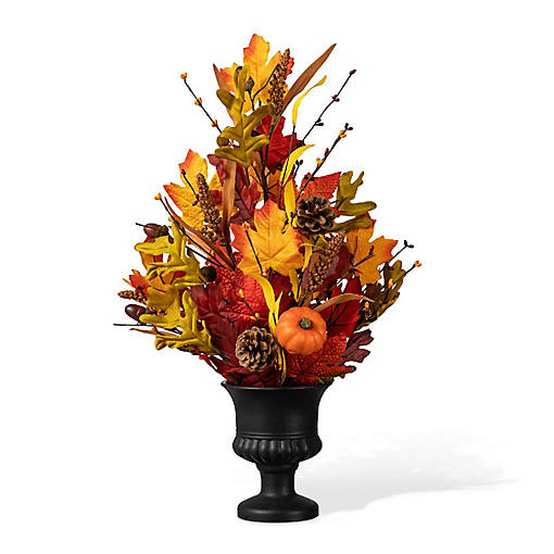 Glitzhome 24"H Fall Maple Leaf Urn Table Tree