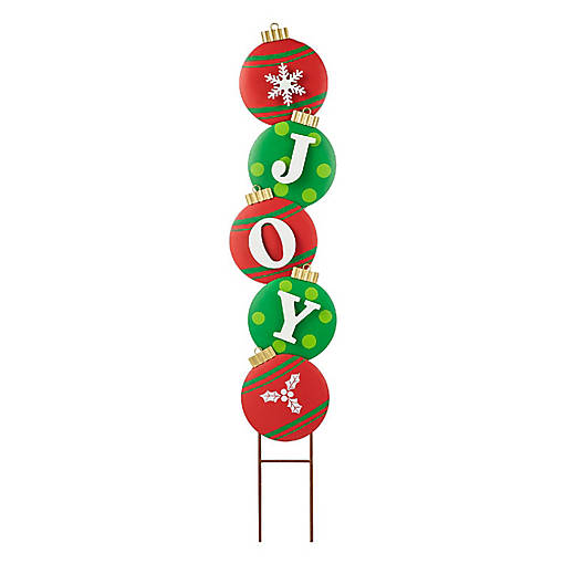 Glitzhome 42"H Metal JOY Ornament Yard Stake or Wall Decor (KD, Two Function)