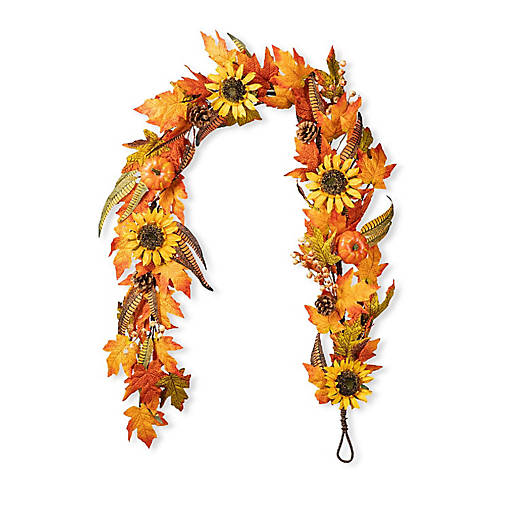 Glitzhome 6ft Fall Maple Leaf and Sunflower Garland