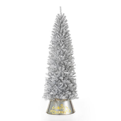 Glitzhome 7.5ft Silver Pencil Tinsel Artificial  Christmas Tree