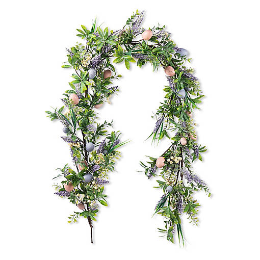 Glitzhome 72"L Easter Egg &amp; Lavender Garland