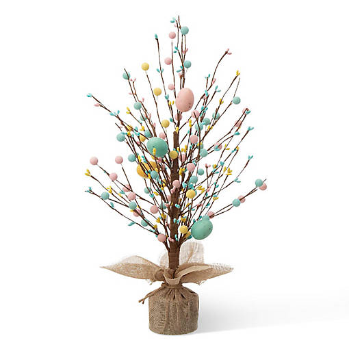 Glitzhome Set of 2 18"H Easter Eggs Table Tree