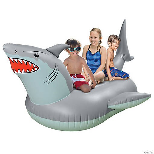 GoFloats Giant Inflatable Shark Pool Float With Shark Drink Float