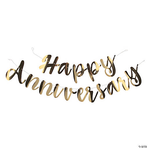 Gold Happy Anniversary Foil Script Banner