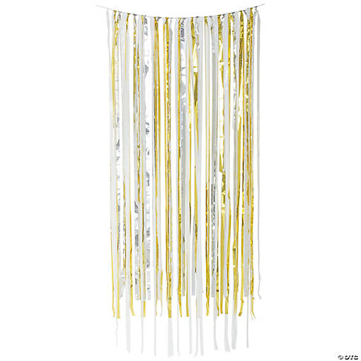 Gold, SIlver &amp; White Streamer Backdrop