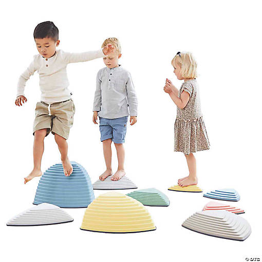 GONGE - River Stones &amp; Hilltops Combo Set: The Original Non-Slip Stepping Stones for Kids, Nordic Colors, Set of 9