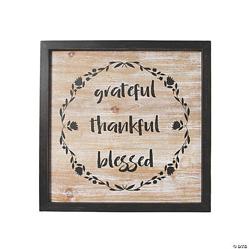 Grateful Thankful Blessed Wall Sign