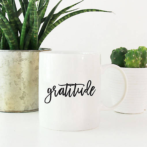 Gratitude Black Calligraphy Ceramic Mug