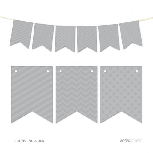 Gray Bunting Banner - 4 x 5.5 Inch