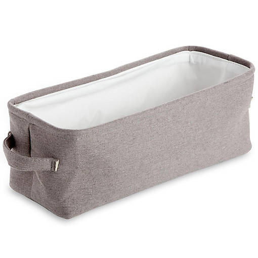 Gray Jute Fabric Storage Bin Basket Container Cubes Organizer with Handles Rectangular 16"x6"x5.25"