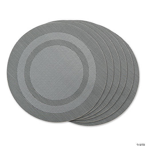 Gray Round Pvc Doubleframe Placemat 6 Piece