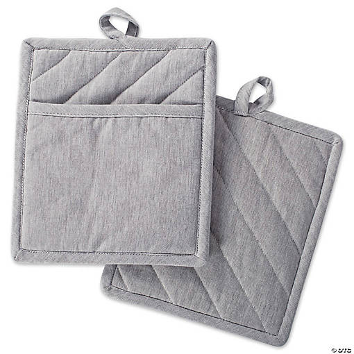 Gray Solid Chambray Potholder (Set Of 2)