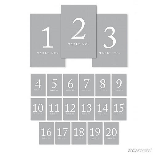 Gray Table Numbers 1 20 4x6