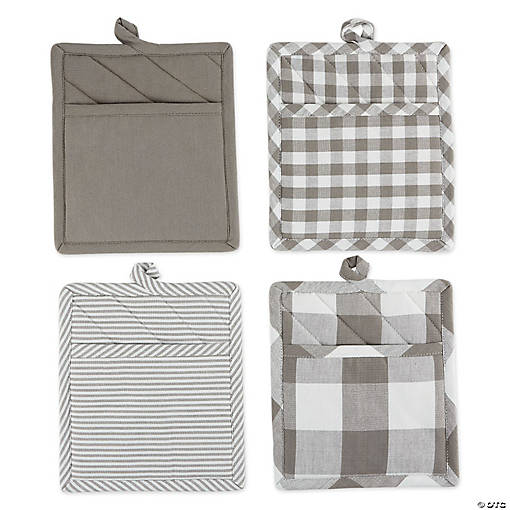 Gray/White Potholder Set