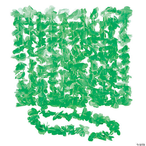 Green Flower Plastic Leis - 12 Pc.