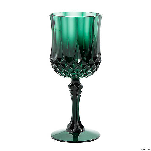 Green Plastic Patterned Plastic Wine Glasses - 12 Ct.