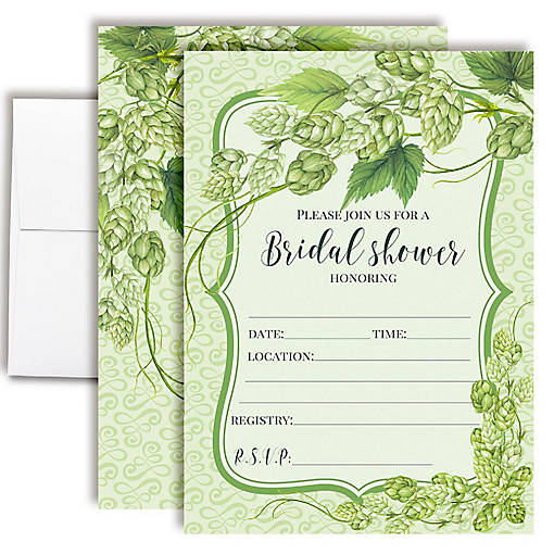 Greenery Hops Bridal Shower Party Invitations