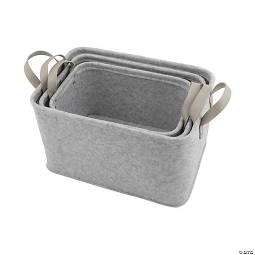 Grey Felt Storage Basket Set &amp;#8211; 3 Pc.