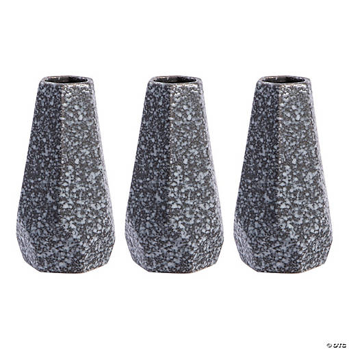 Grey Geometric Ceramic Vases - 3 Pc.
