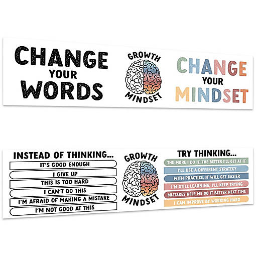 Growth Mindset Classroom Banner 2PC 13x48